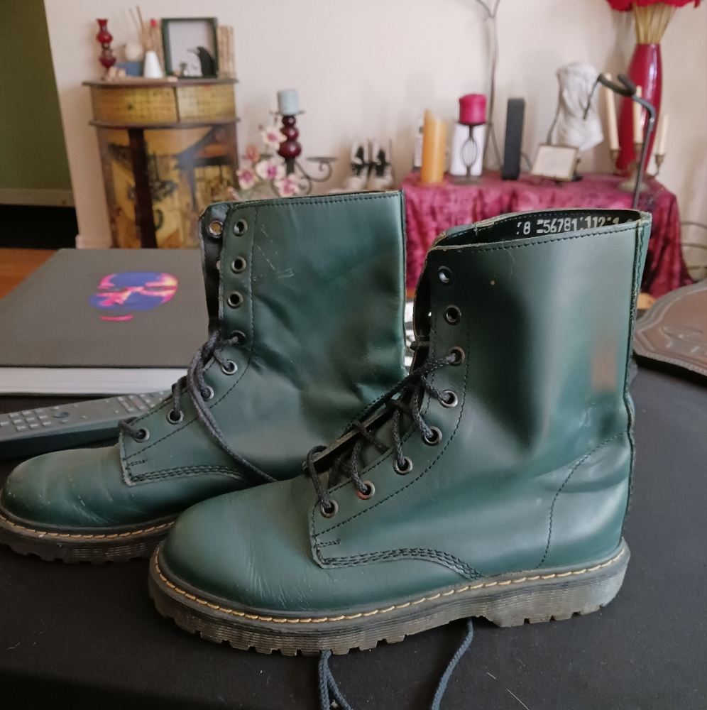 Dark Green Combat Boots - Unbranded Women's Moto Lace-Up Boots